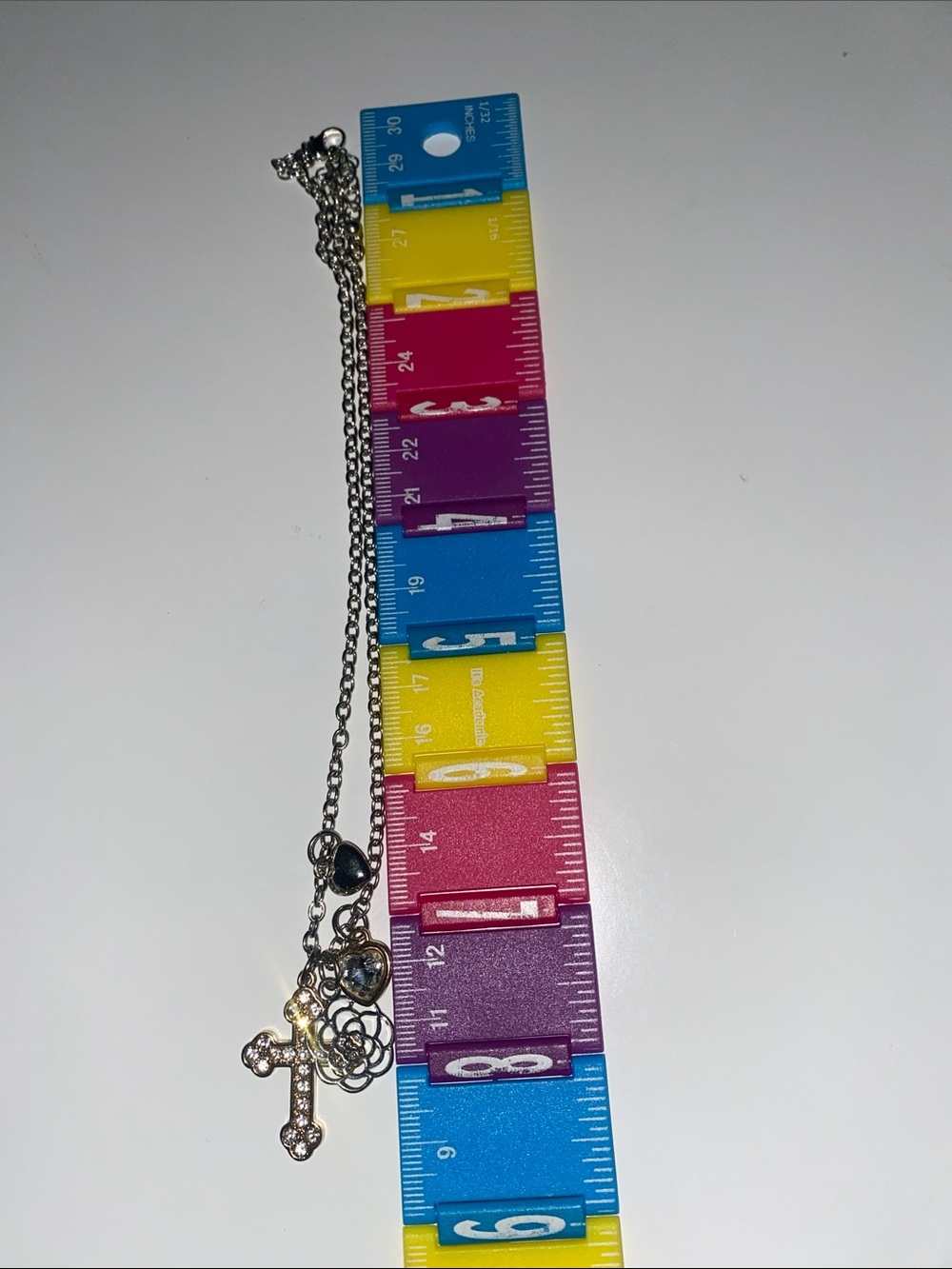 Silver Crystal Cross Pendant Necklace View 2